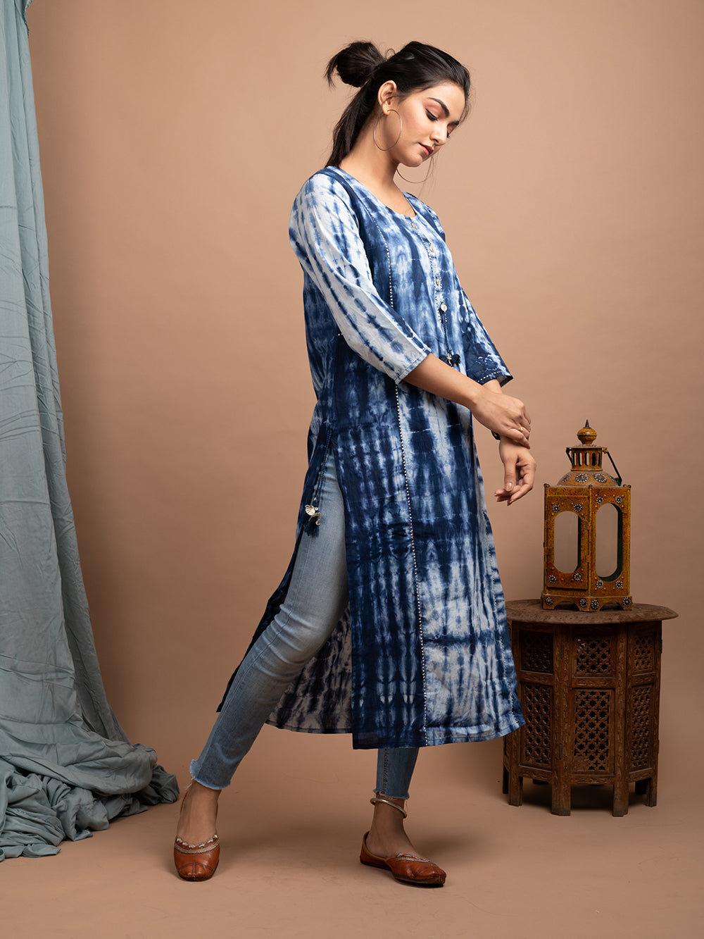 Blue Tie & Dye Cotton Kurta