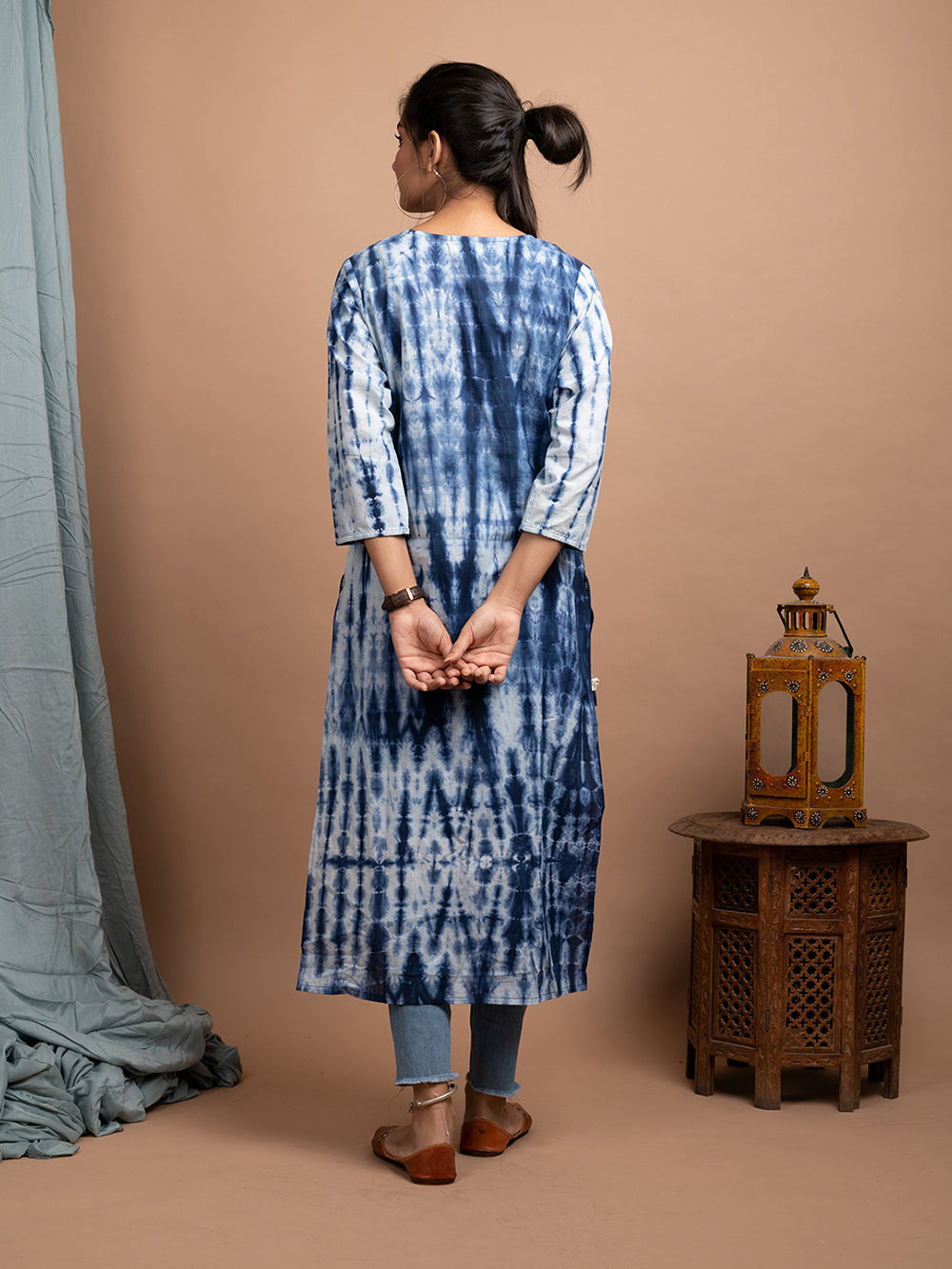 Blue Tie & Dye Cotton Kurta