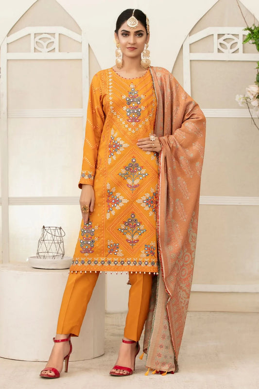 Orange Printed Cotton Dupatta