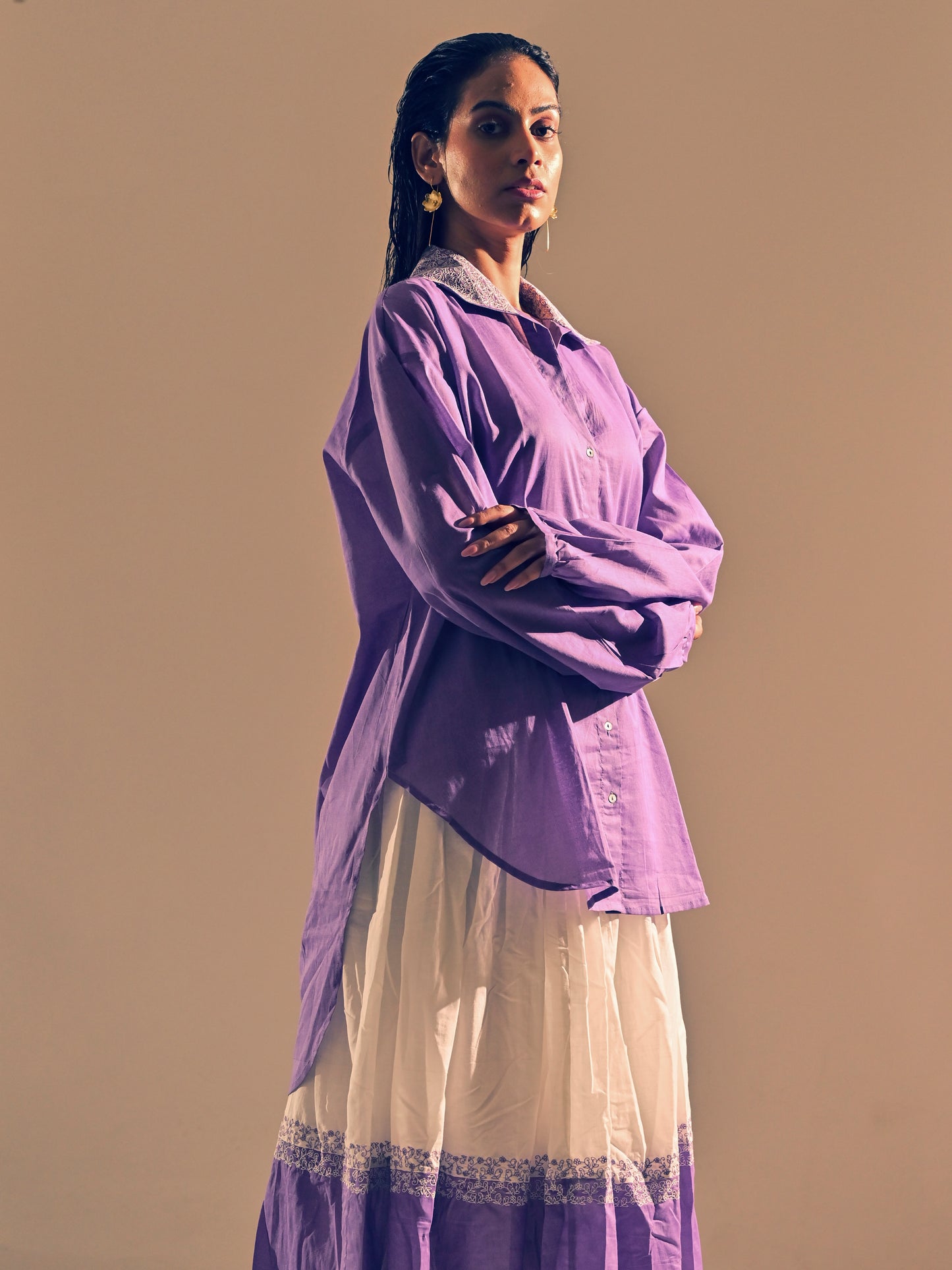 Lavender Cotton Drop Shoulder Shirt