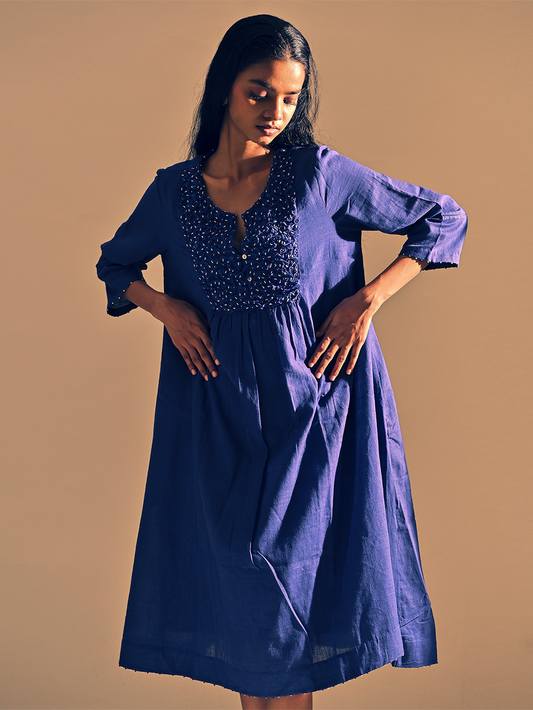 Blue Cotton Tanzanite Tunic