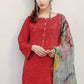 Red Embroidered Cotton Suit - Set of 3