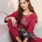 Magenta Embroidered Cotton Kurta