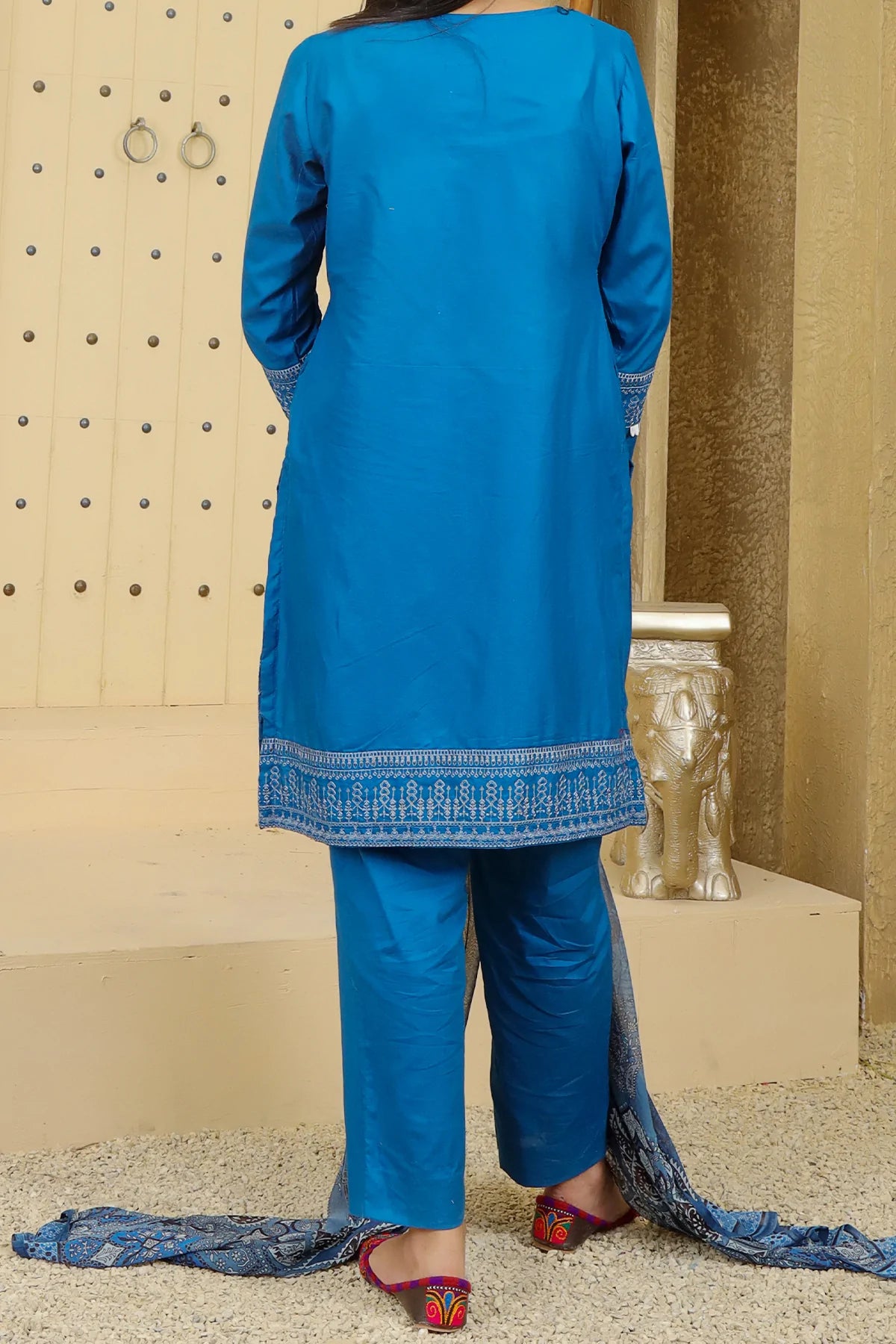 Blue Embroidered Suit - Set of 3