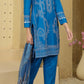 Blue Embroidered Cotton Kurta