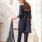 Blue Embroidered Cotton Kurta