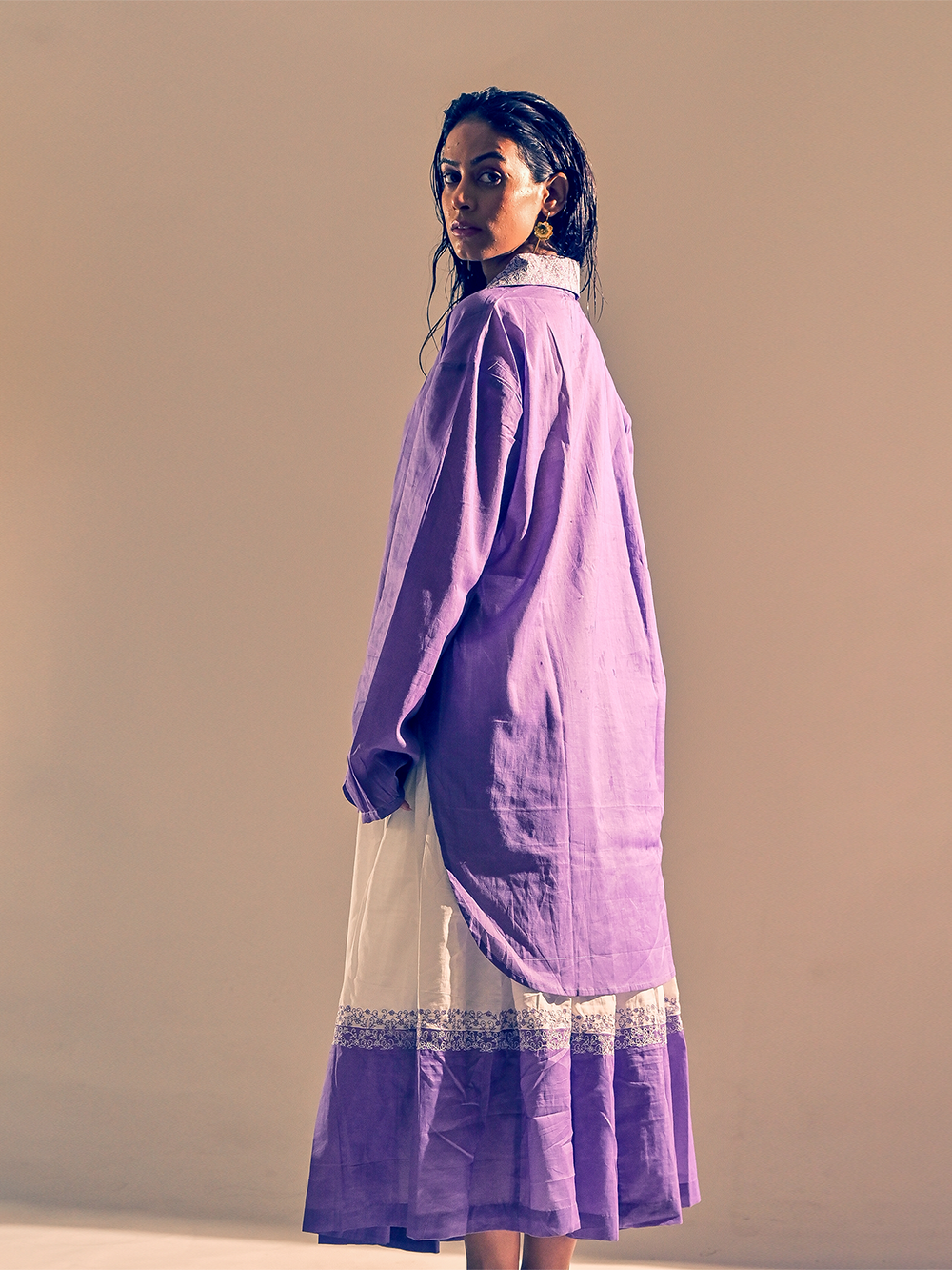 Lavender Cotton Drop Shoulder Shirt