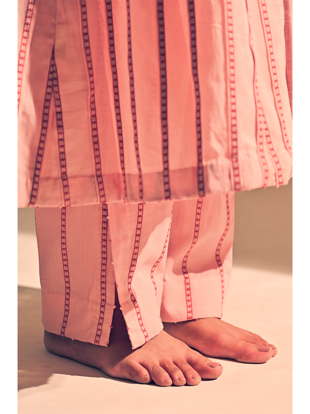 Pink Cotton Paneled Tunic Dress