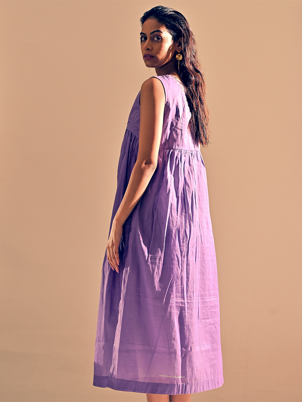 Lavender Cotton Gathered Dress