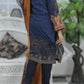 Blue Embroidered Cotton Kurta