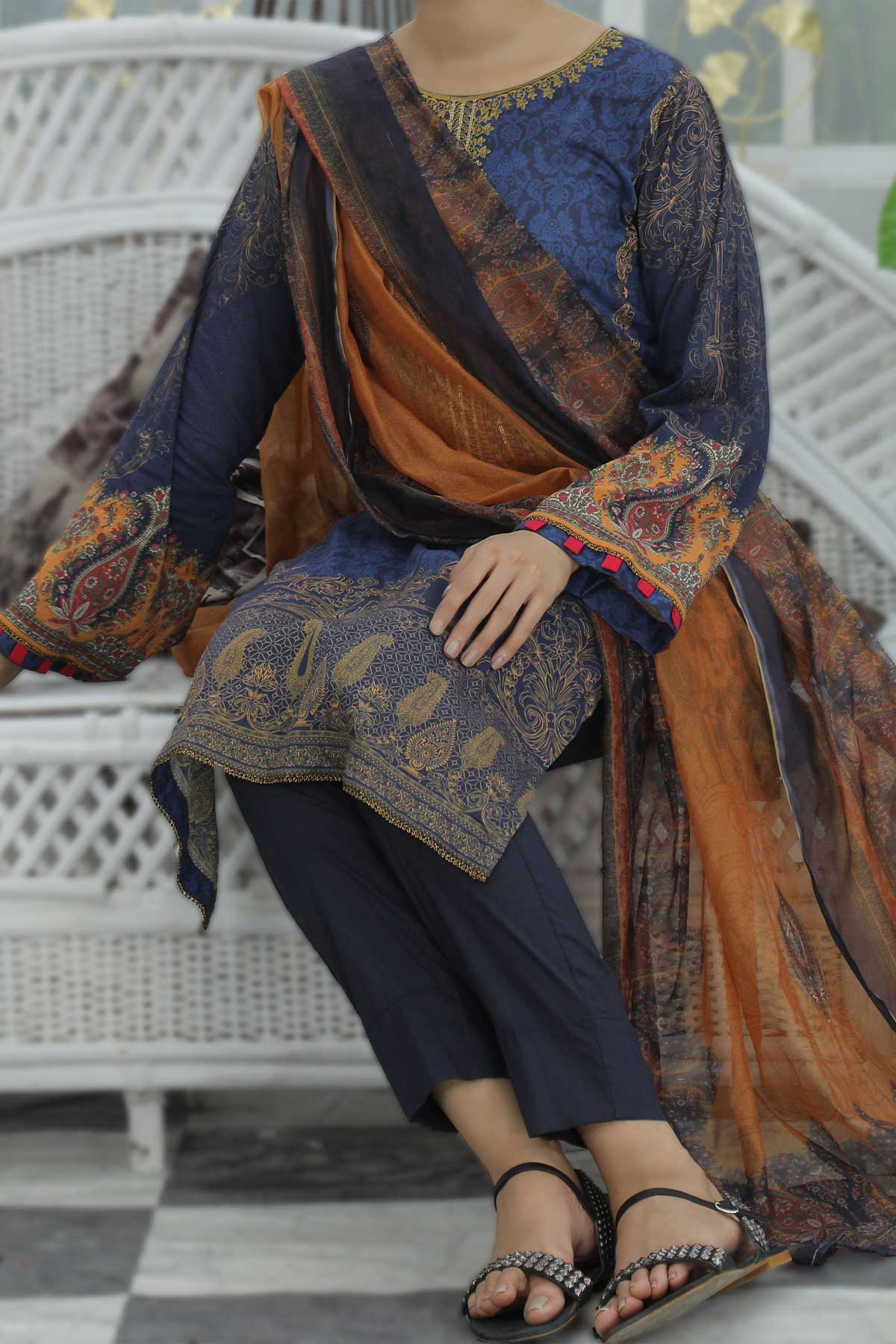 Multicolor Printed Chiffon Dupatta