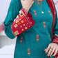 Green Embroidered Cotton Kurta