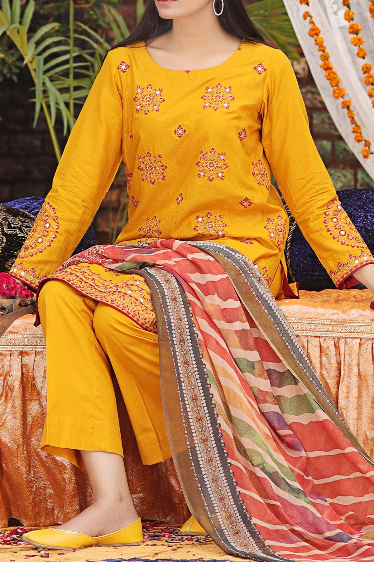 Yellow Embroidered Kurta Set