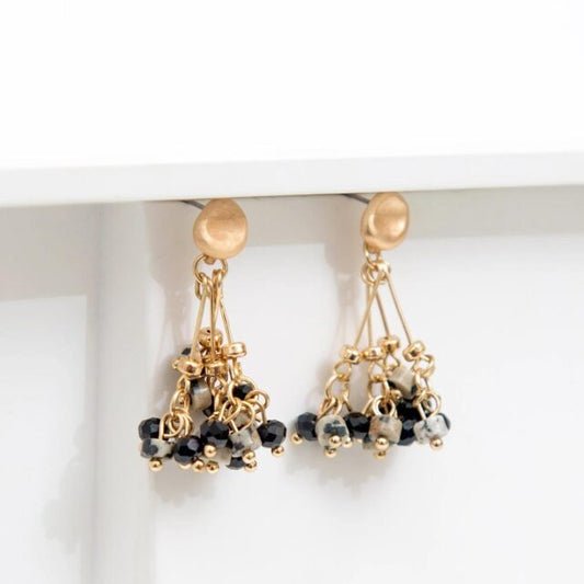 Gold Pleated Brass Earrings