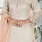 Ivory Embroidered Chanderi Cotton Suit - Set of 3