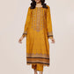 Yellow Embroidered Cotton Kurta with Pants - Set of 2
