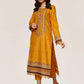 Yellow Embroidered Cotton Kurta with Pants - Set of 2