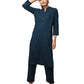 Blue Solid Metal Embellishment Cotton Kurta