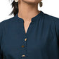 Blue Solid Metal Embellishment Cotton Kurta