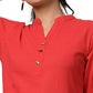 Red Solid Metal Embellishment Cotton Kurta