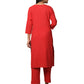 Red Solid Sequin Embellishment Cotton Kurta