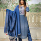 Blue Embellished Cotton Suit Set