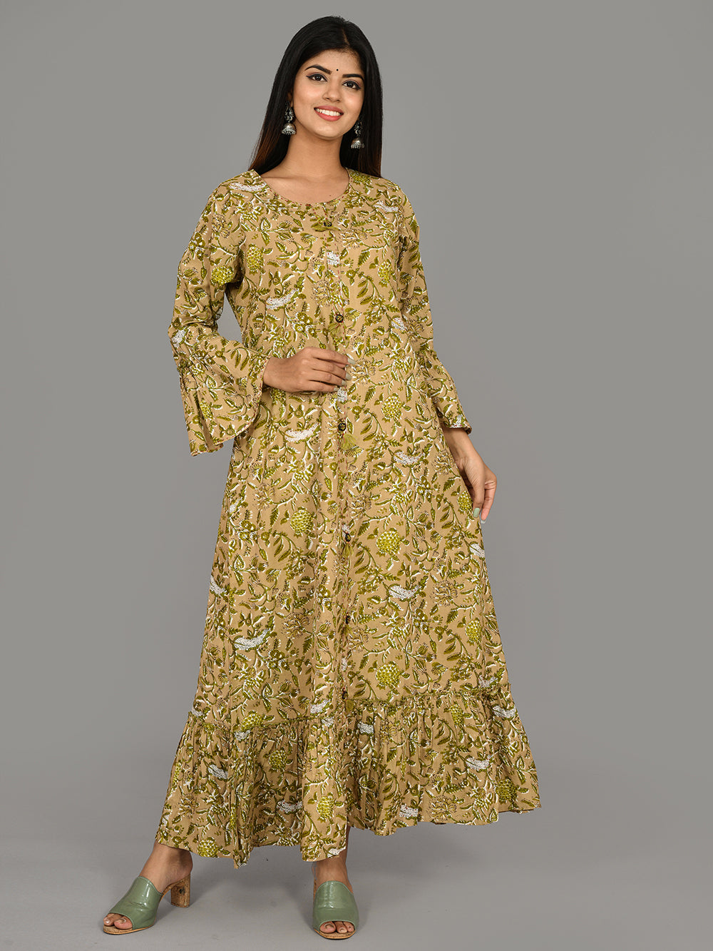 Green Floral Printed Kurta