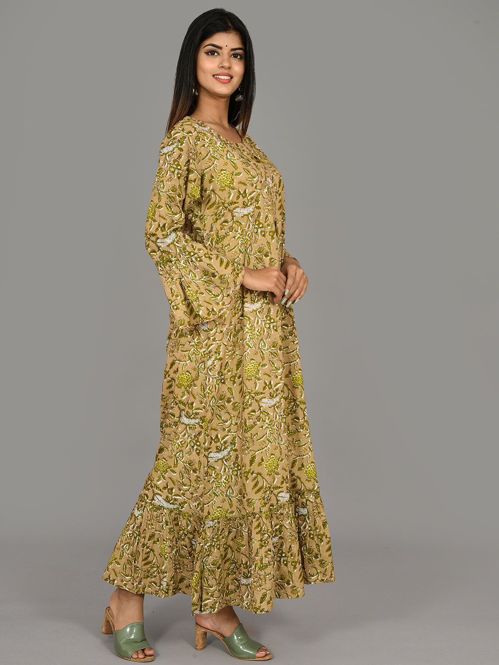 Green Floral Printed Kurta