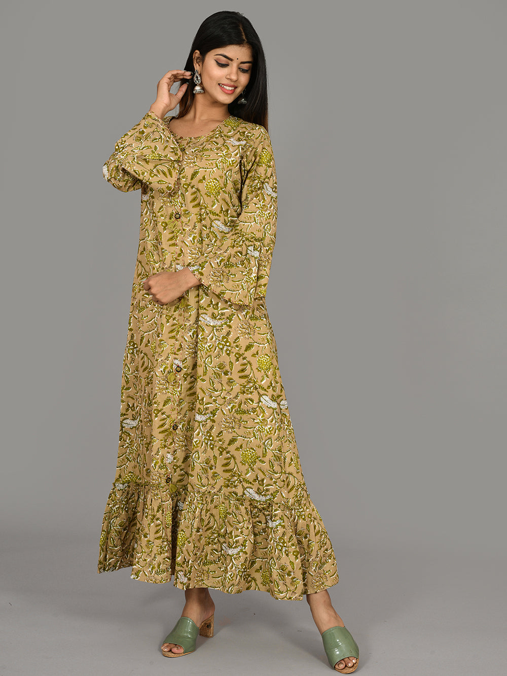 Green Floral Printed Kurta