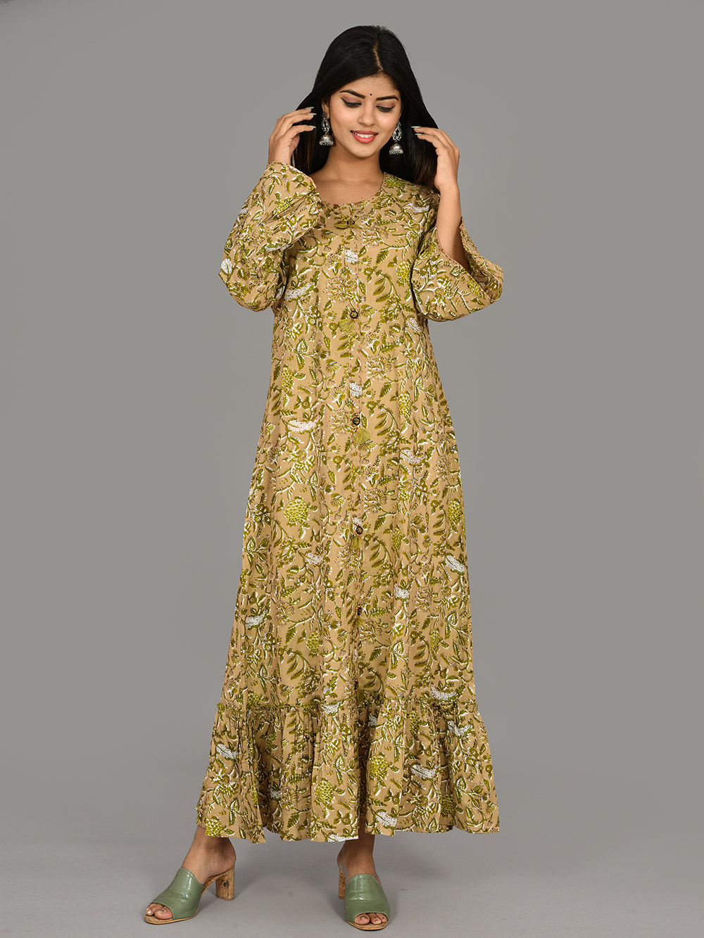 Green Floral Printed Kurta