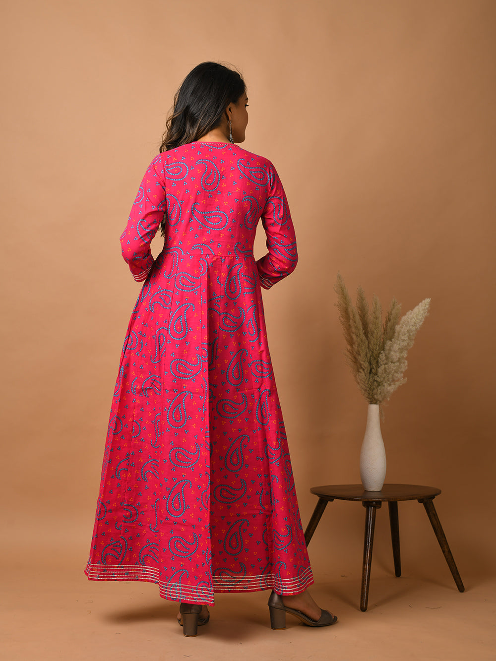 Pink Paisley Printed Cotton Kurta