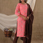 Pink Floral Printed Cotton - Suit Set