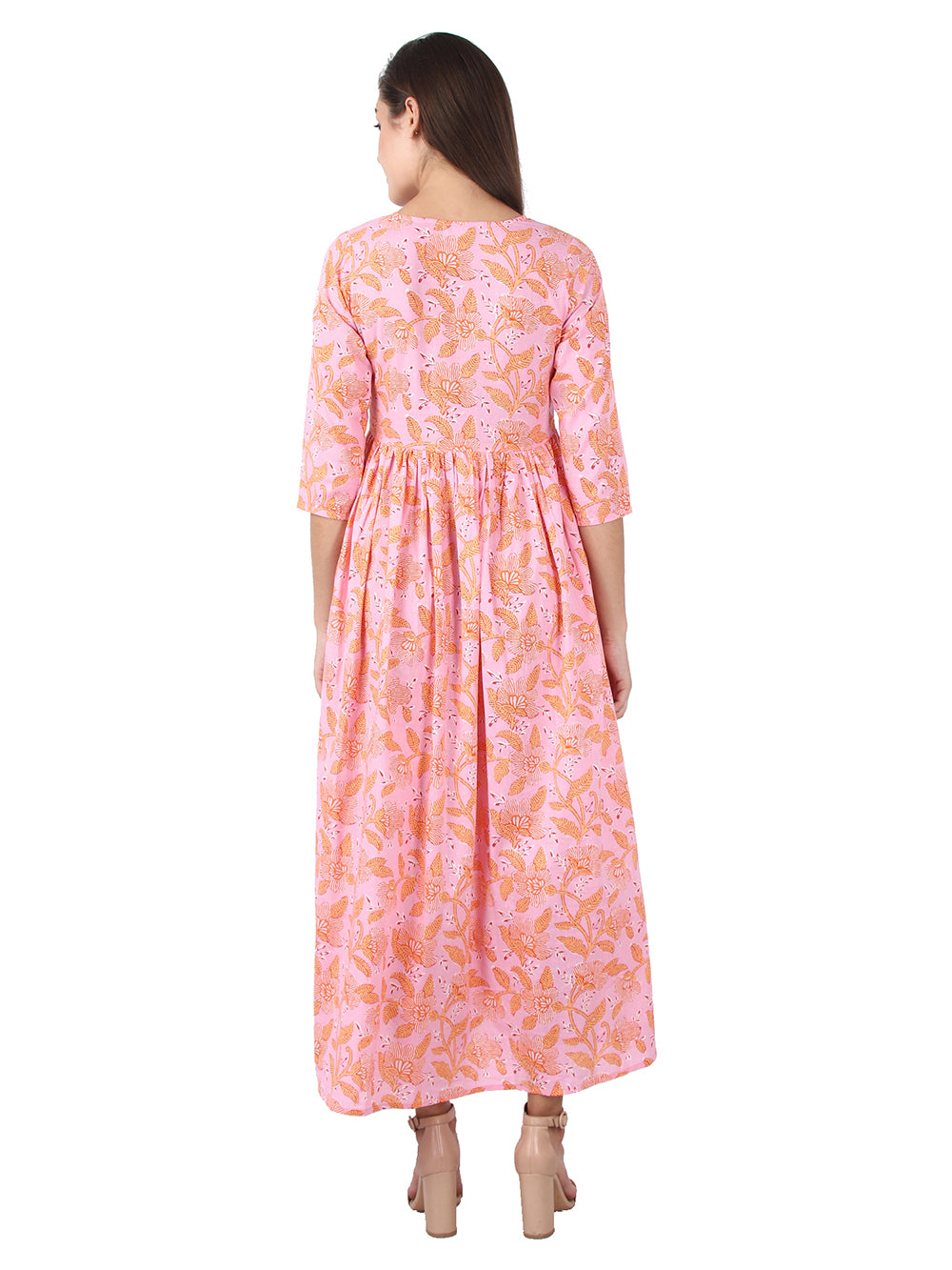 Pink Floral Printed Cotton kurta