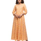 Orange Foil Printed Cotton Kurta