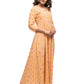 Orange Foil Printed Cotton Kurta