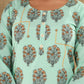 Green Block Printed Cotton Suit Set