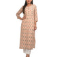 Beige Printed Cotton kurta