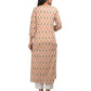 Beige Printed Cotton kurta