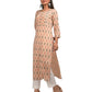 Beige Printed Cotton kurta