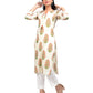 Off White Block Printed Cotton Kurta