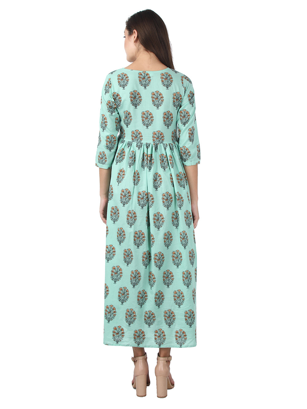 Sky Blue Floral Printed Anarkali Kurta