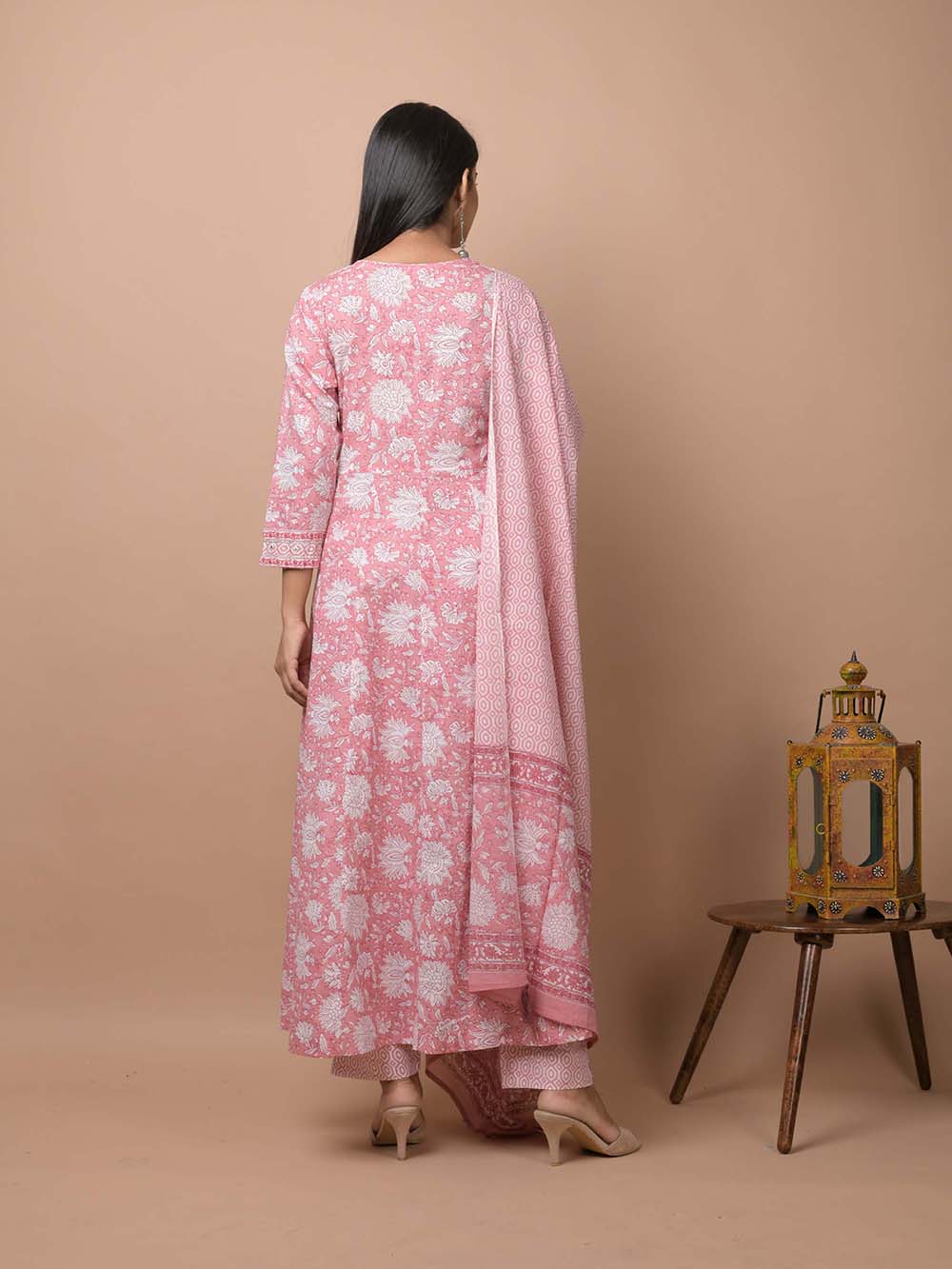 Pink Floral Printed Cotton Suit Set