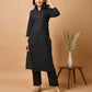 Black Solid Metal Embellishment Kurta