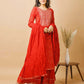 Red Bandhej Printed Cotton Suit Set