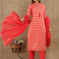 Pink Zigzag Print Cotton Suit Set