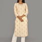 Off White Floral Printed Cotton Kurta