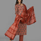 Red Paisley Printed Cotton Suit Set