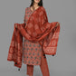 Red Paisley Printed Cotton Suit Set