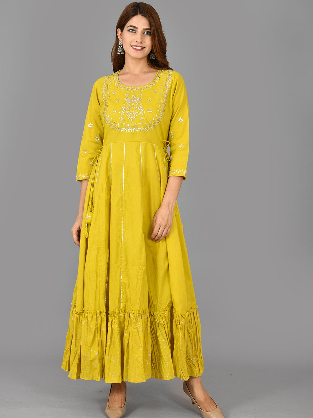 Yellow Zari Embroidery Anarkali Kurta