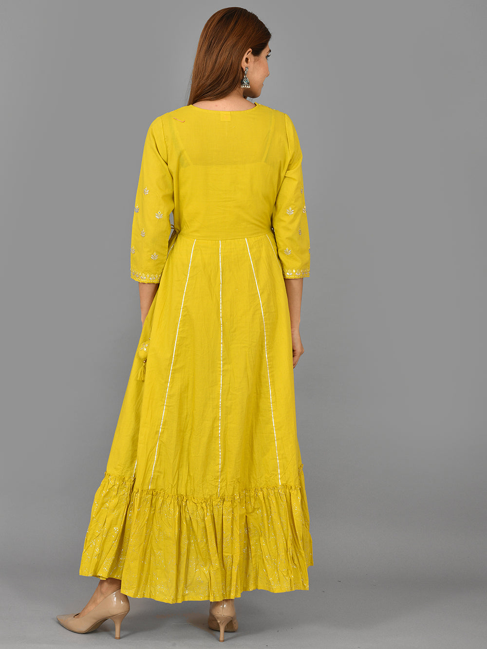 Yellow Zari Embroidery Anarkali Kurta